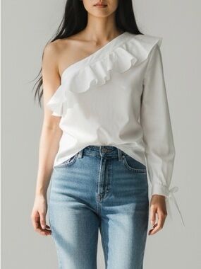 Nicholas Cotton One Shoulder Top White Size 0 NWT